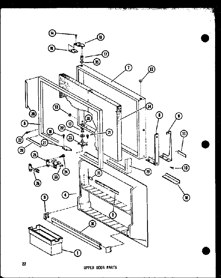 Upper Door Parts Diagram and Parts List for TC18E-L-P74660-14WL  Amana Refrigerator