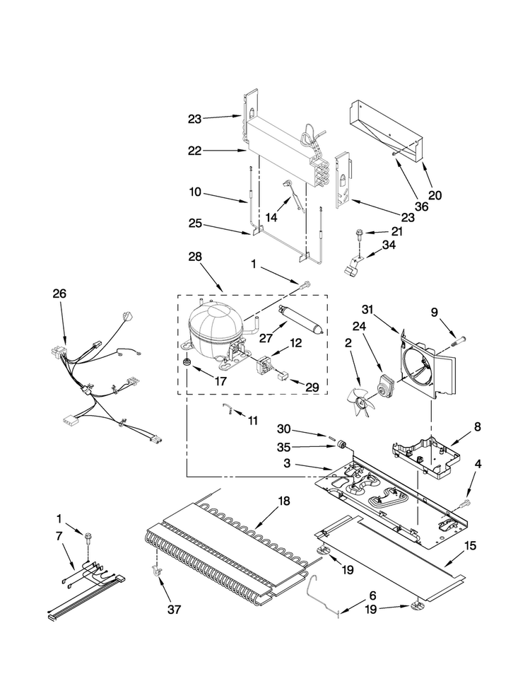 Unit Parts Diagram and Parts List for ABB2522FEB3  Amana Refrigerator