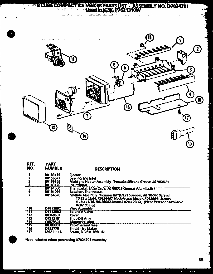 Section 17 Diagram and Parts List for TX18N-P1106212W  Amana Refrigerator