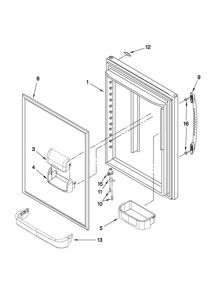Refrigerator Door Parts Diagram and Parts List for MBR1957WES2  Maytag Refrigerator