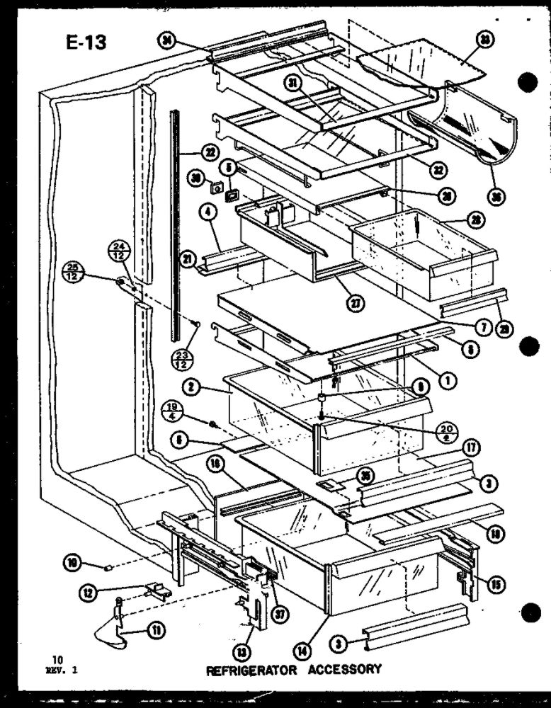 Refrigerator Accessory Diagram and Parts List for IC2-P3641505W-SXS  Amana Refrigerator