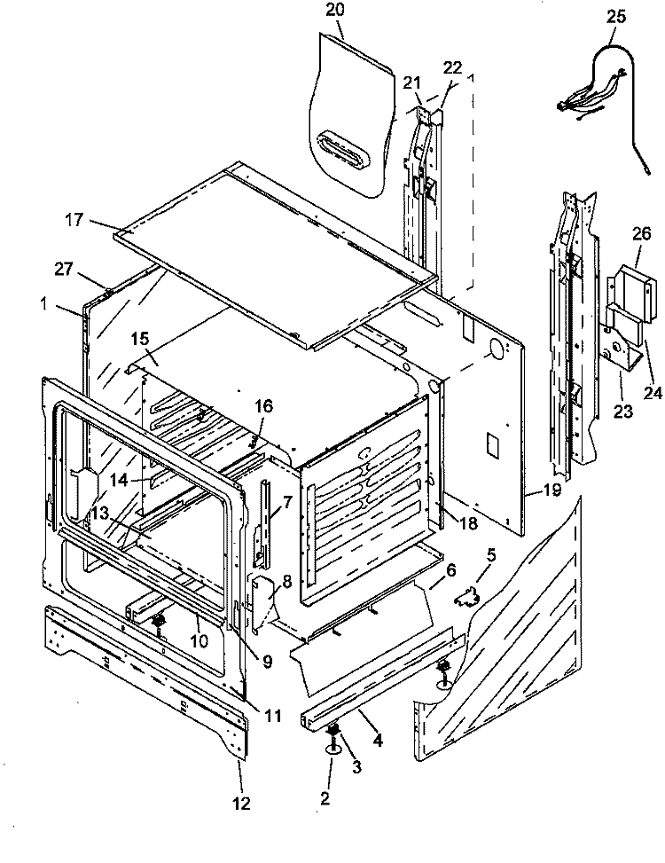 CABINET ASSY Diagram and Parts List for SBK24AA P1142779N W Amana Range