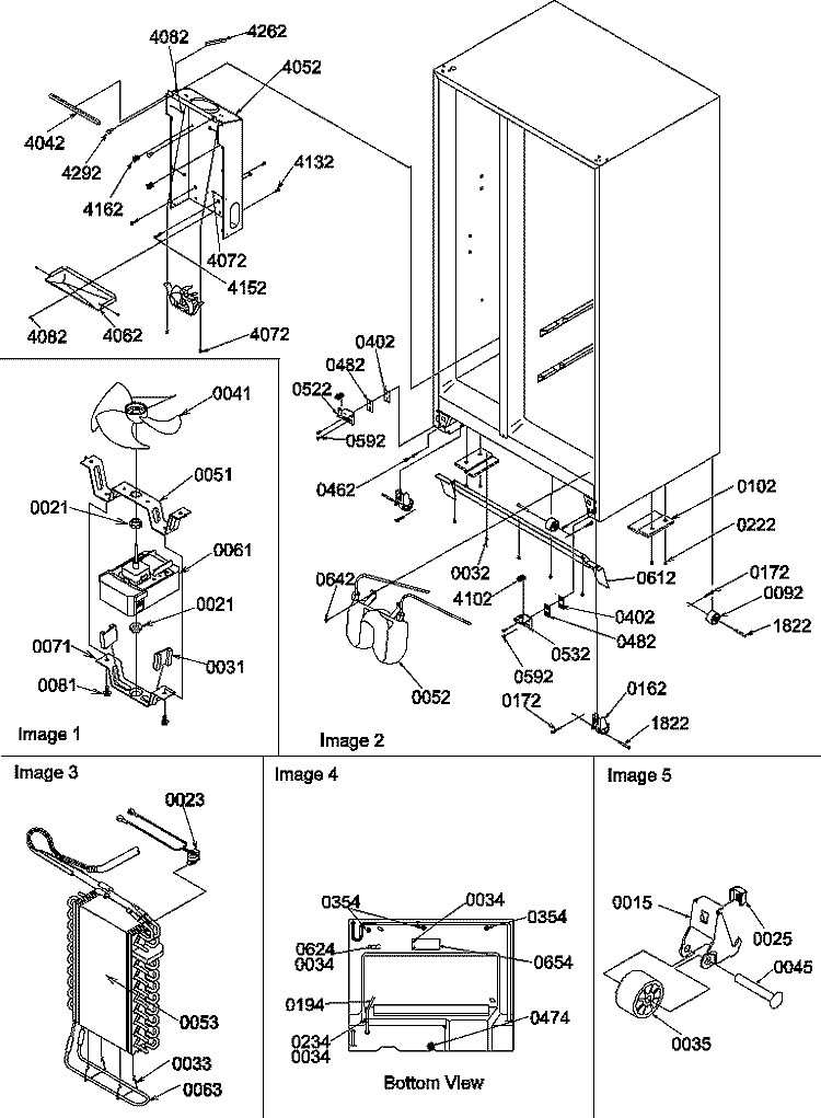 DRAIN SYSTEM, ROLLERS, AND EVAP Diagram and Parts List for GSGD21BW P1193905W W Amana Refrigerator