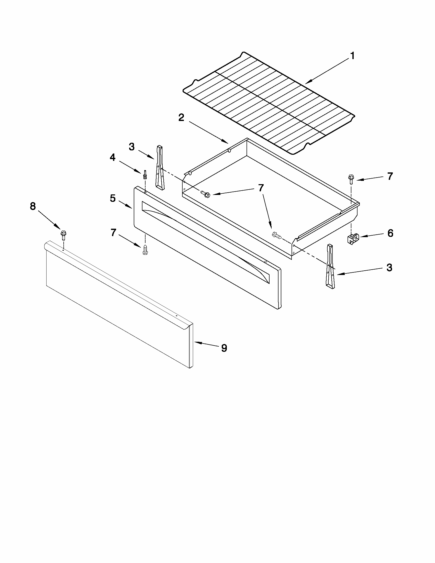 Drawer & Broiler Parts Diagram and Parts List for MER7775WW1  Maytag Range