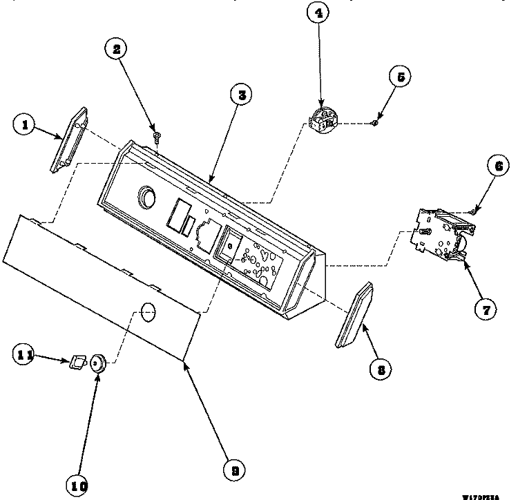 GRAPHIC PANEL, CONTROL HOOD AND CONTROLS Diagram and Parts List for AWM290L2 PAWM290L2 Amana Washer
