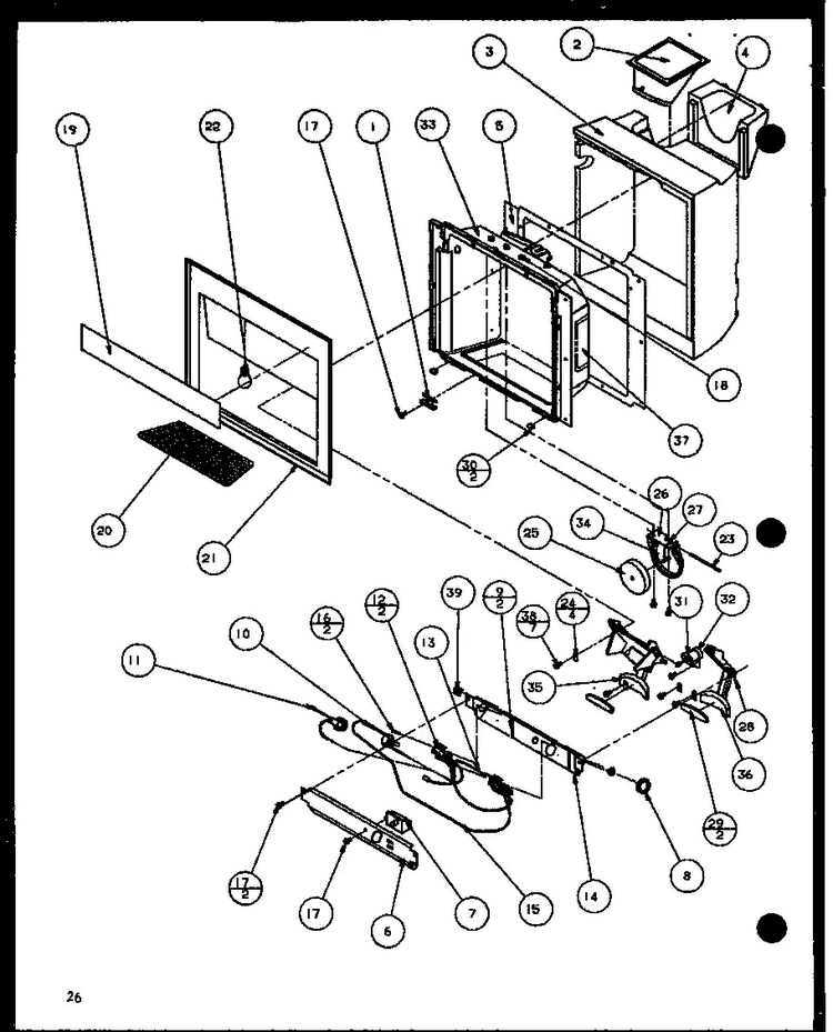 Ice And Water Cavity Diagram and Parts List for SBD20H-P7836031W  Amana Refrigerator
