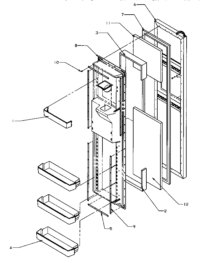 Freezer Door Diagram and Parts List for SZD25S5W-P1190415WW  Amana Refrigerator