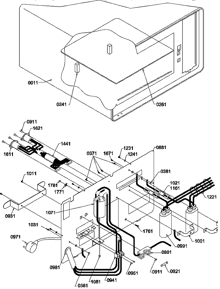 SHELF / REAR ACCESS PANEL Diagram and Parts List for U1600I P1194306M Amana Microwave