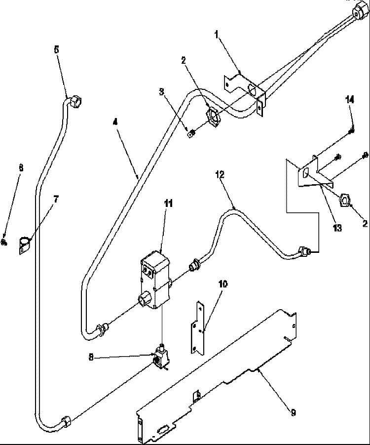 GAS SUPPLY Diagram and Parts List for ARG7800E P1143319N E Amana Range