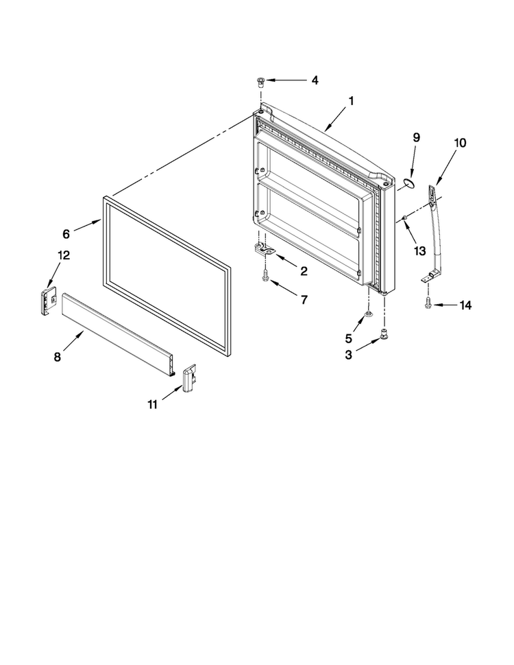 Freezer Door Parts Diagram and Parts List for 5VM9BXGFYW00  Maytag Refrigerator