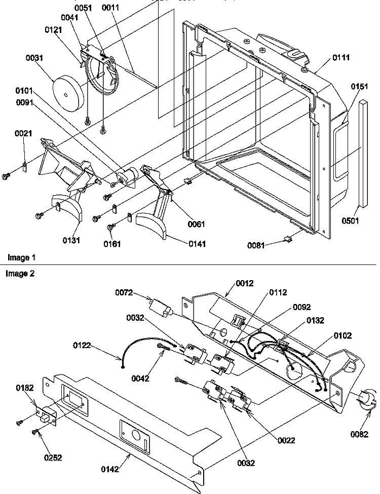 ICE & WATER CAVITY & ELEC BRKT ASSY Diagram and Parts List for SCD22TBW P1303511W W Amana Refrigerator