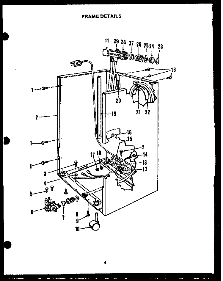 FRAME DETAILS Diagram and Parts List for DCS-415-1D DCS-415-1 D Caloric Dishwasher