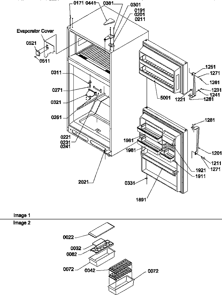 DOOR, HINGES AND ACCESSORIES Diagram and Parts List for TG18V1L P1194606W L Amana Refrigerator