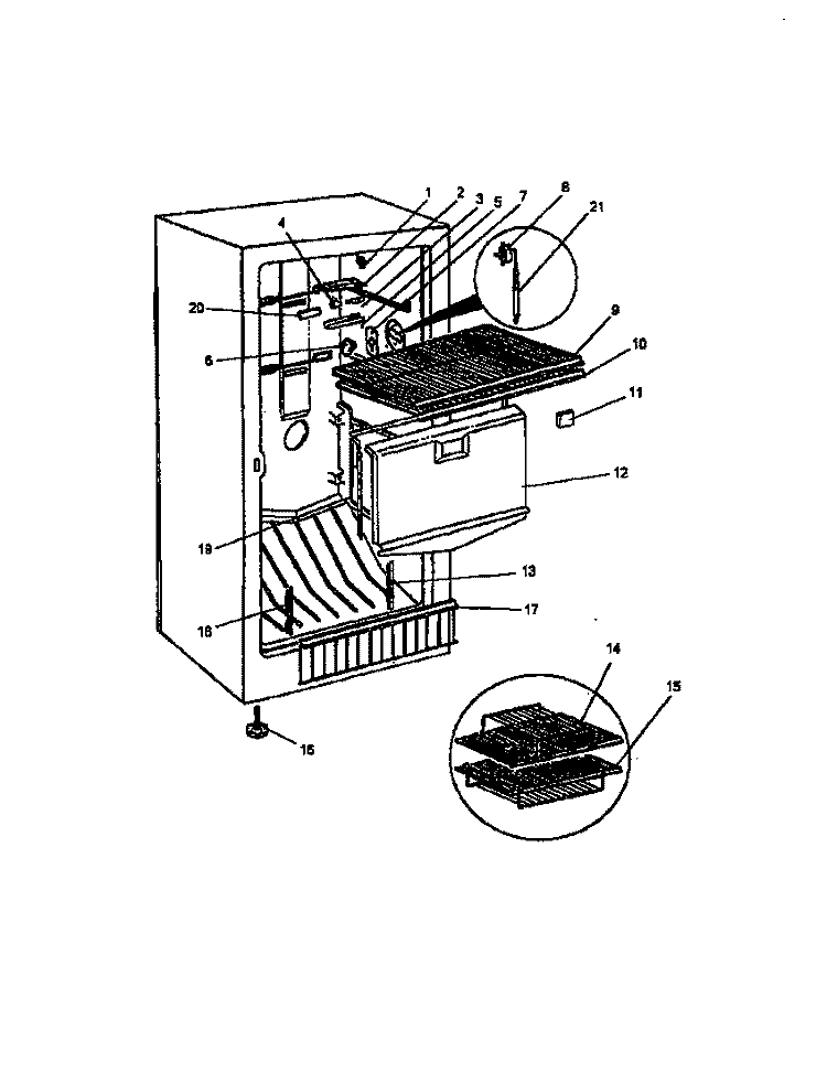 FZ COMPARTMENT Diagram and Parts List for ESUF20JW P1311107W Amana Freezer