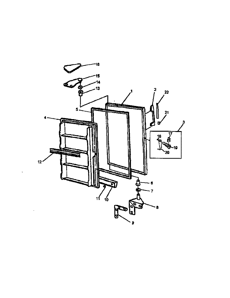 FZ DOOR Diagram and Parts List for ESUF20JW P1311107W Amana Freezer