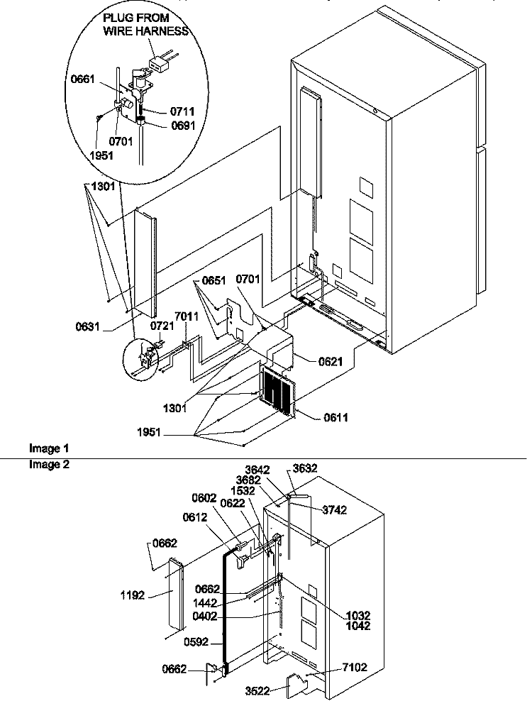 CABINET BACK Diagram and Parts List for TGI18V1L P1310801W L Amana Refrigerator