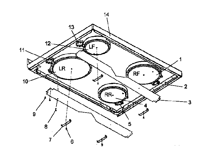 Main Top Assy Diagram and Parts List for ART6600E-P1142640NE  Amana Range