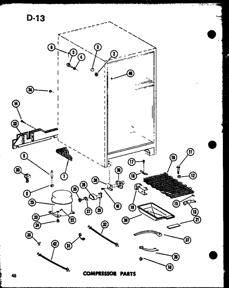 Compressor Parts Diagram and Parts List for TC18D-L-P74660-5WL  Amana Refrigerator