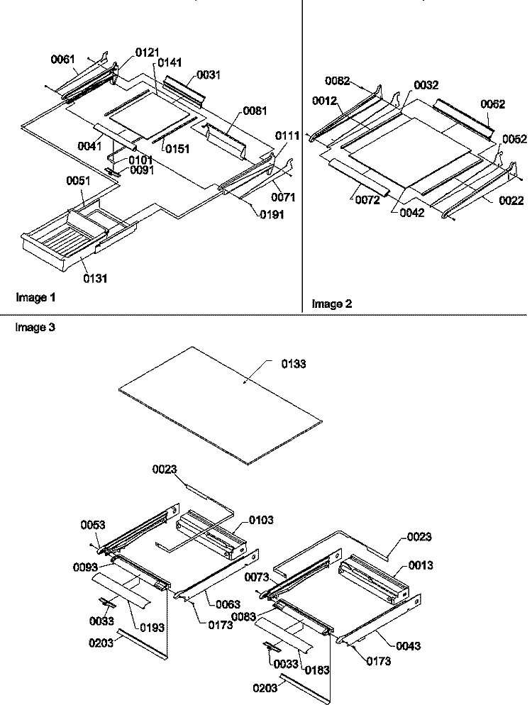 SHELVING ASSEMBLIES Diagram and Parts List for THI18TE P1310701W E Amana Refrigerator