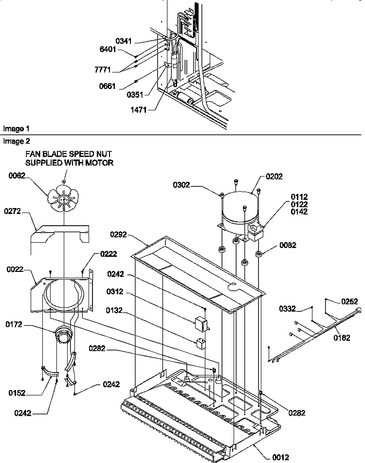 MACHINE COMPARTMENT Diagram and Parts List for THI18TE P1310701W E Amana Refrigerator
