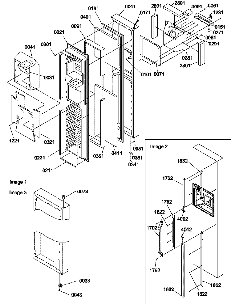 FZ DOOR Diagram and Parts List for SCD25TBW P1190428W W Amana Refrigerator