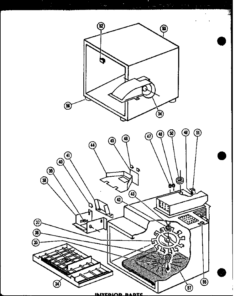 INTERIOR PARTS Diagram and Parts List for R-1J P7152001M Amana Microwave