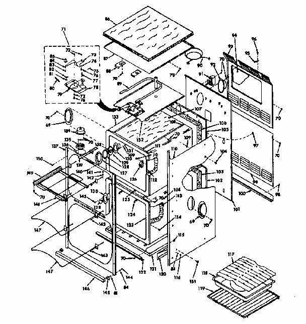 Body Section Diagram and Parts List for 8504277540  Kenmore Range