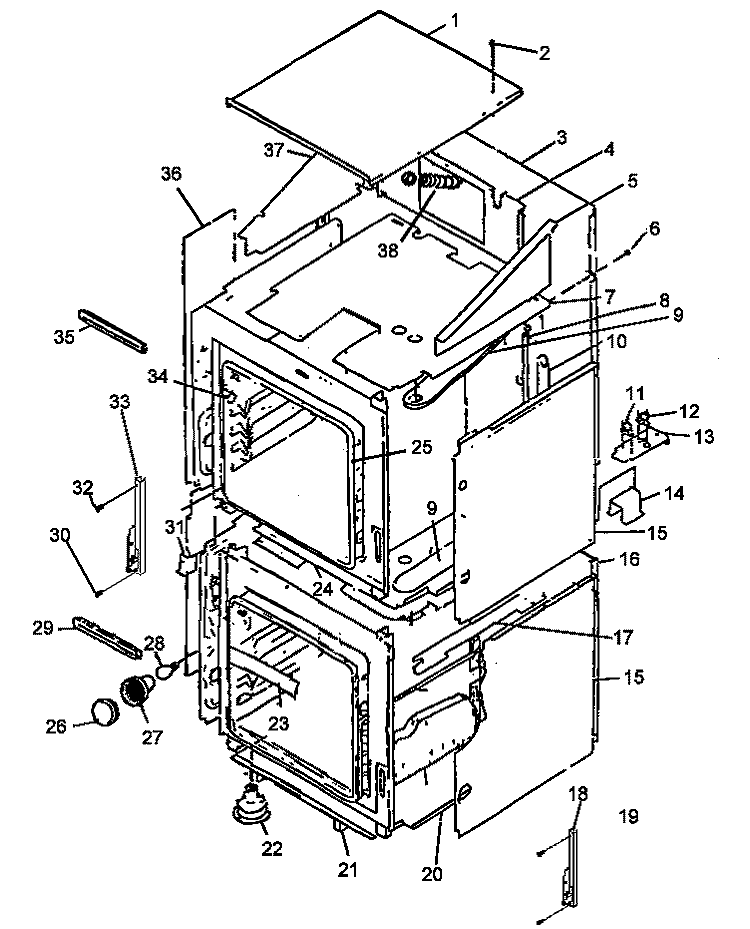 CABINET Diagram and Parts List for ACO27DE1 P1132343N E Amana Range