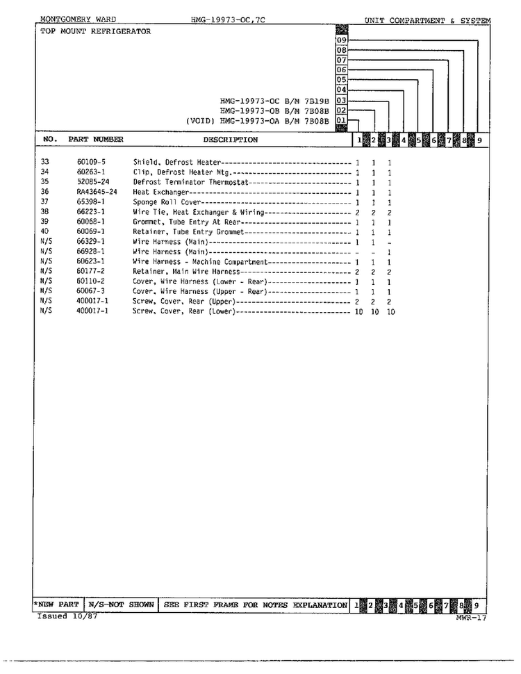 Unit Compartment And System Page 3 Diagram and Parts List for 19973C  Admiral Refrigerator