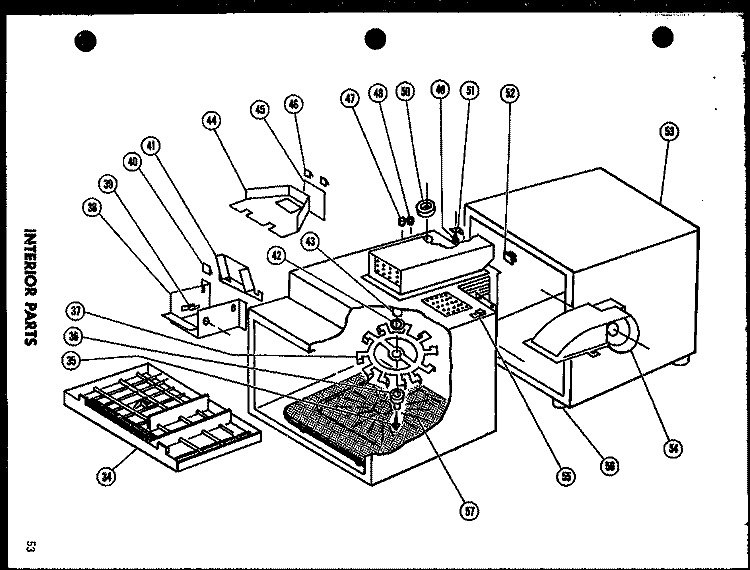 INTERIOR PARTS Diagram and Parts List for R-1H P7107901M Amana Microwave