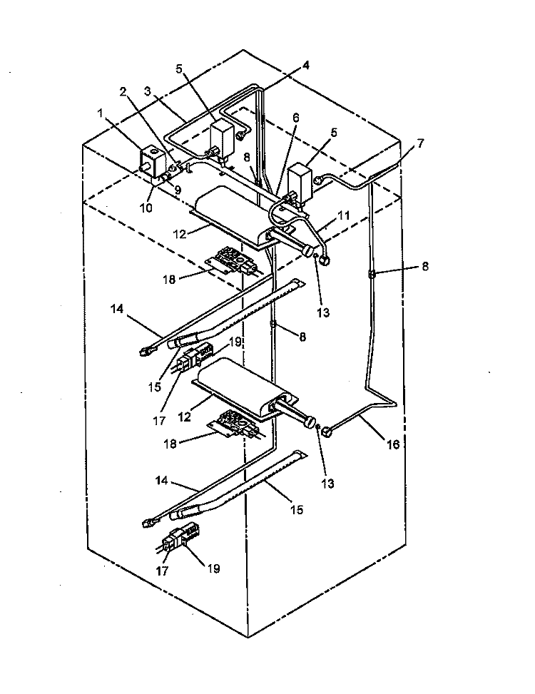 GAS COMPONENTS Diagram and Parts List for AO27DGW1 P1132515N W Amana Range