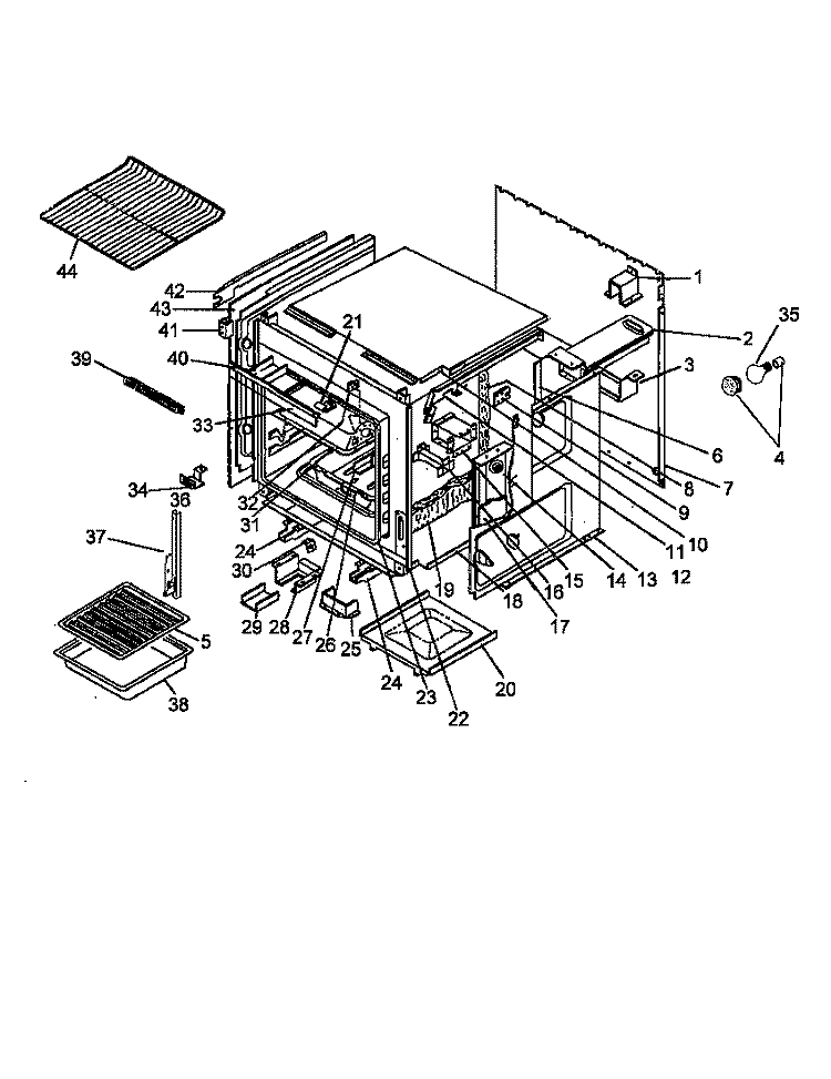 CABINET, LOWER Diagram and Parts List for AO27DGW1 P1132515N W Amana Range