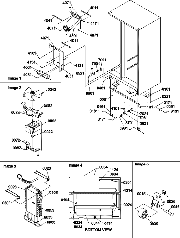 DRAIN SYSTEM, ROLLERS, AND EVAP ASSY Diagram and Parts List for SX322S2L P1307302W L Amana Refrigerator