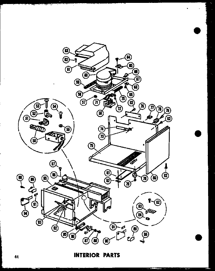 INTERIOR PARTS Diagram and Parts List for RR-4 P7110002M Amana Microwave