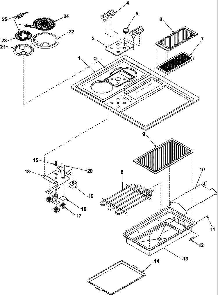 MAIN TOP Diagram and Parts List for AKES3060E P1131756N E Amana Cooktop