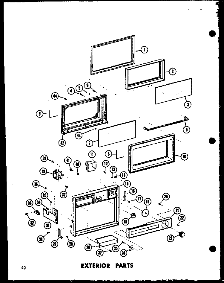 EXTERIOR PARTS Diagram and Parts List for R-2 P7130601M Amana Microwave