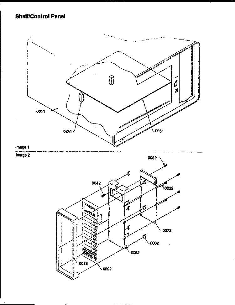 SHELF / CONTROL PANEL Diagram and Parts List for J1606I P1179308M Amana Microwave
