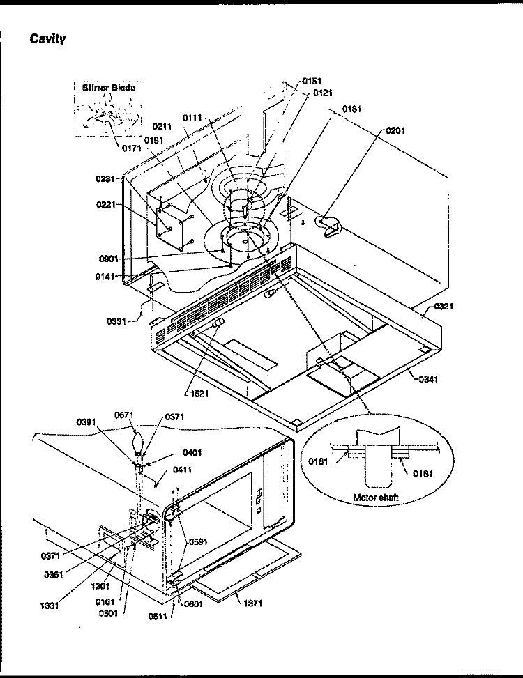 CAVITY Diagram and Parts List for J1606I P1179308M Amana Microwave