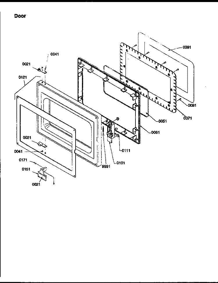 DOOR Diagram and Parts List for J1606I P1179308M Amana Microwave