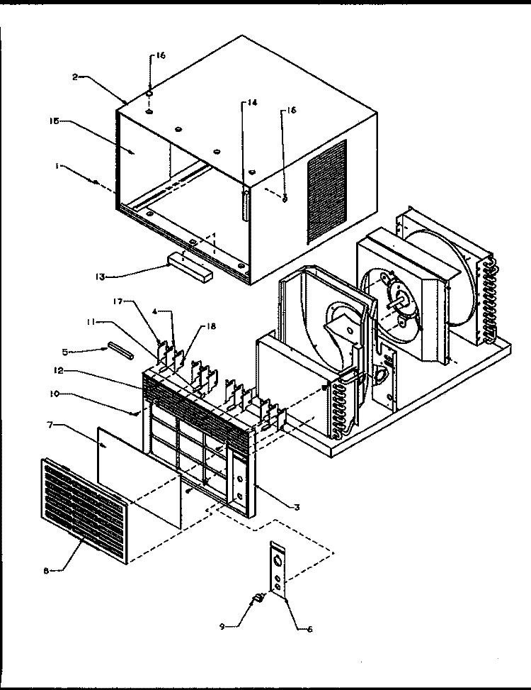 ROOM AIR CONDITIONER CABINET Diagram and Parts List for 18C3HEW P1178003R Amana Air Conditioner