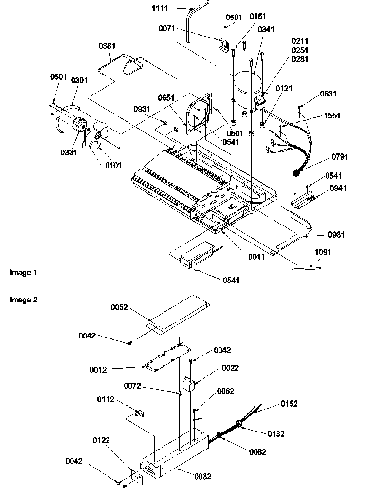 Machine Compartment & Muffler Assy. Diagram and Parts List for SBDE21VPSE-P1317202WE  Amana Refrigerator