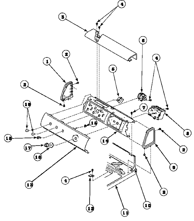 GRAPHIC PANEL, CTRL MTG PLATE AND CTRLS Diagram and Parts List for LWS17AW PLWS17AW Speed Queen Washer