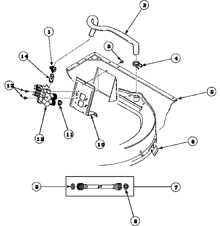 INLET / FILL HOSE / MIXING VLV & MTG BRKT Diagram and Parts List for LWS17AW PLWS17AW Speed Queen Washer