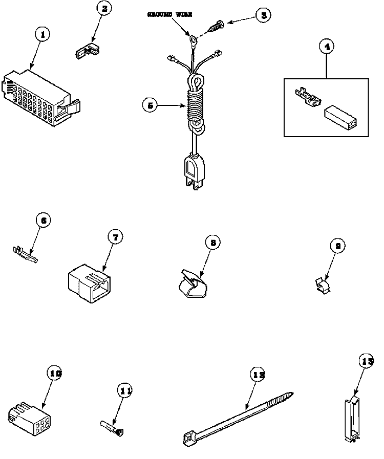 POWER CORD AND TERMINALS Diagram and Parts List for LWS17AW PLWS17AW Speed Queen Washer