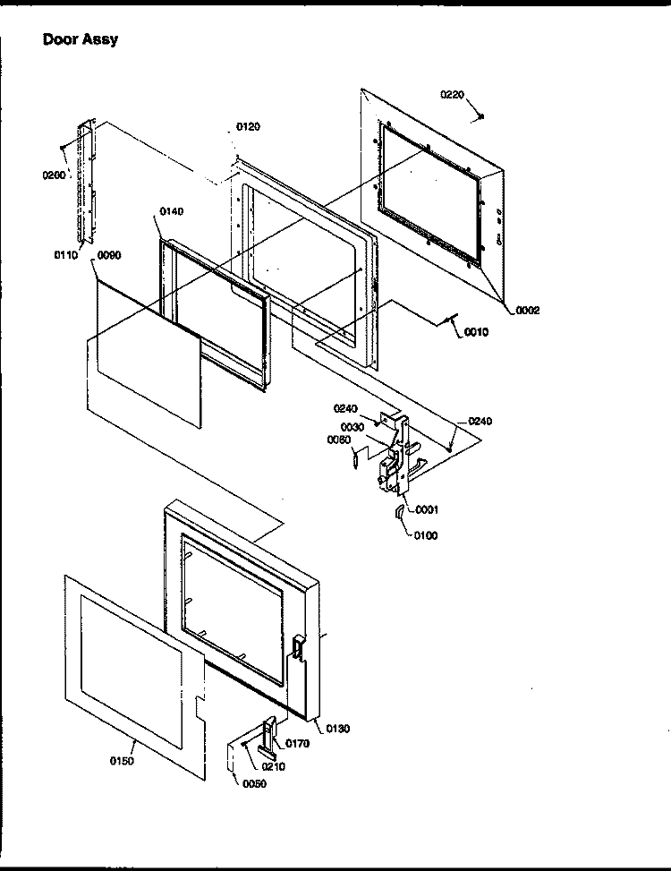 DOOR ASSY Diagram and Parts List for RFS511SW2 P1300104M X Amana Microwave