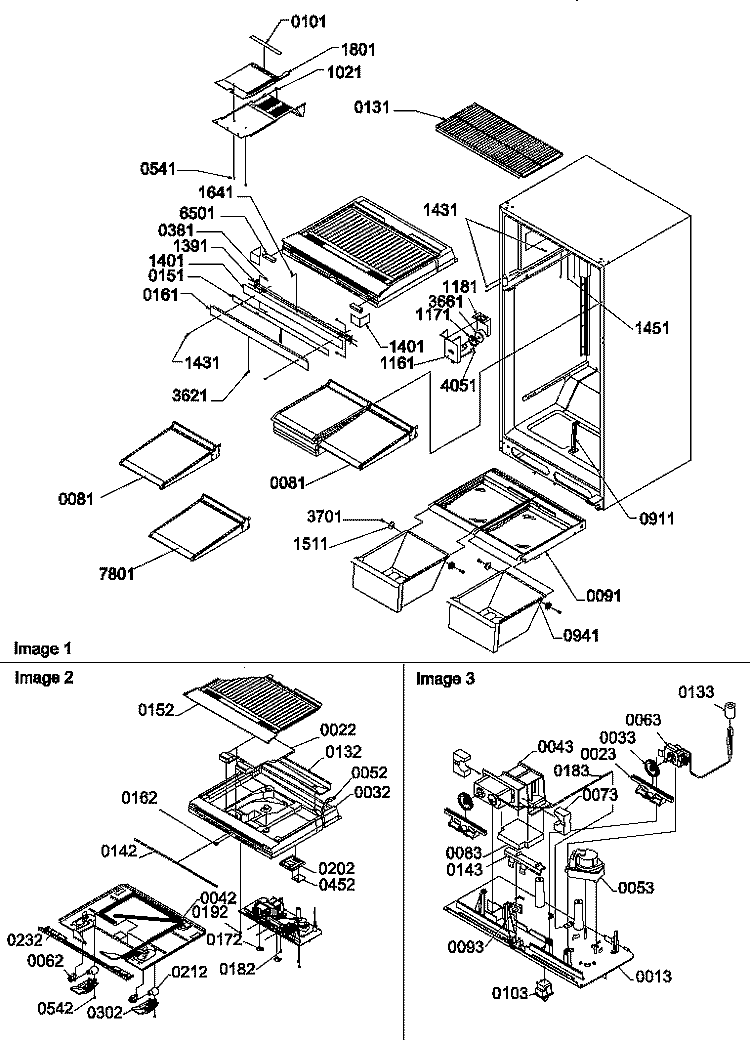 INTERIOR CABINET AND DRAIN BLOCK ASSY Diagram and Parts List for TN22AL P1300703W L Amana Refrigerator