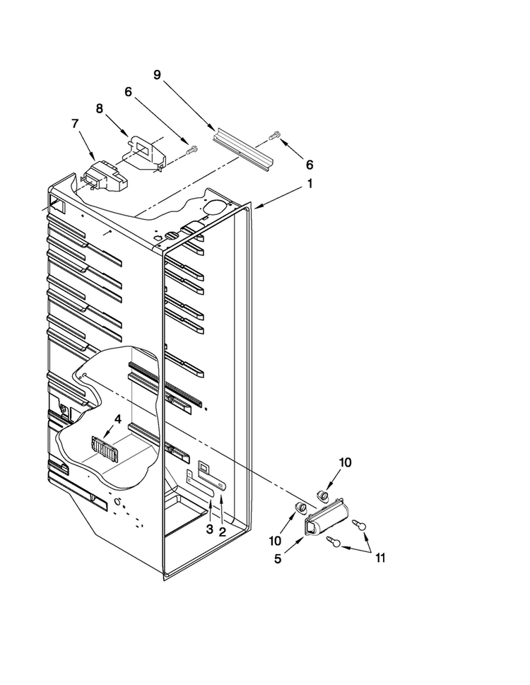 Refrigerator Liner Parts Diagram and Parts List for 5MS224NEWY02  Maytag Refrigerator