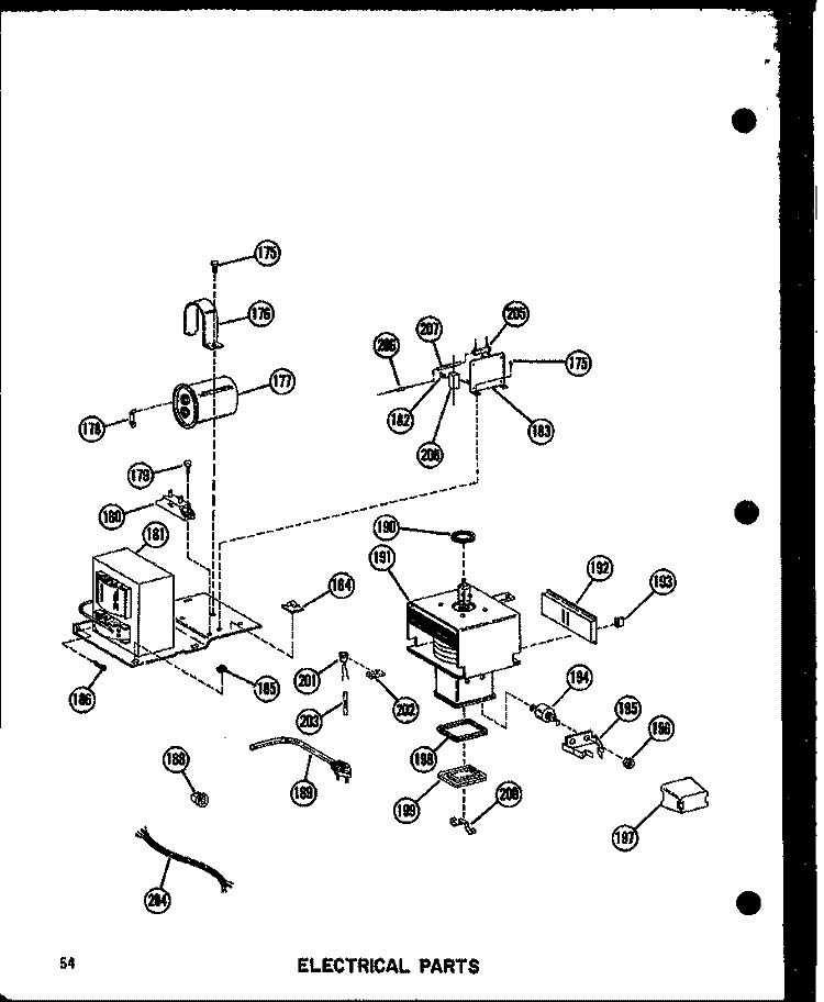 ELECTRICAL PARTS Diagram and Parts List for RR-4D P7110004M Amana Microwave