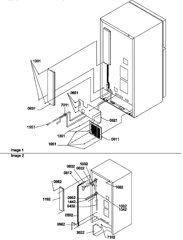 CABINET BACK Diagram and Parts List for TN22AL P1300703W L Amana Refrigerator
