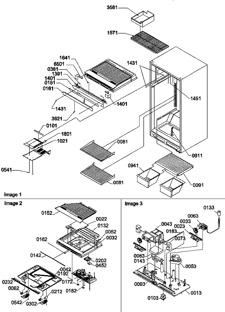 INTERIOR CABINET AND DRAIN BLOCK ASSY Diagram and Parts List for TLC16VW P1311801W W Amana Refrigerator